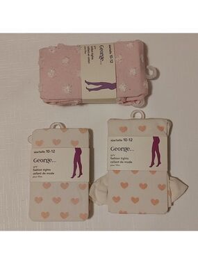 Lot of Girls Tights Hearts Cold Weather 10-12